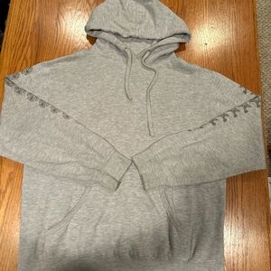 Gray Hoodie with Patterned Sleeves